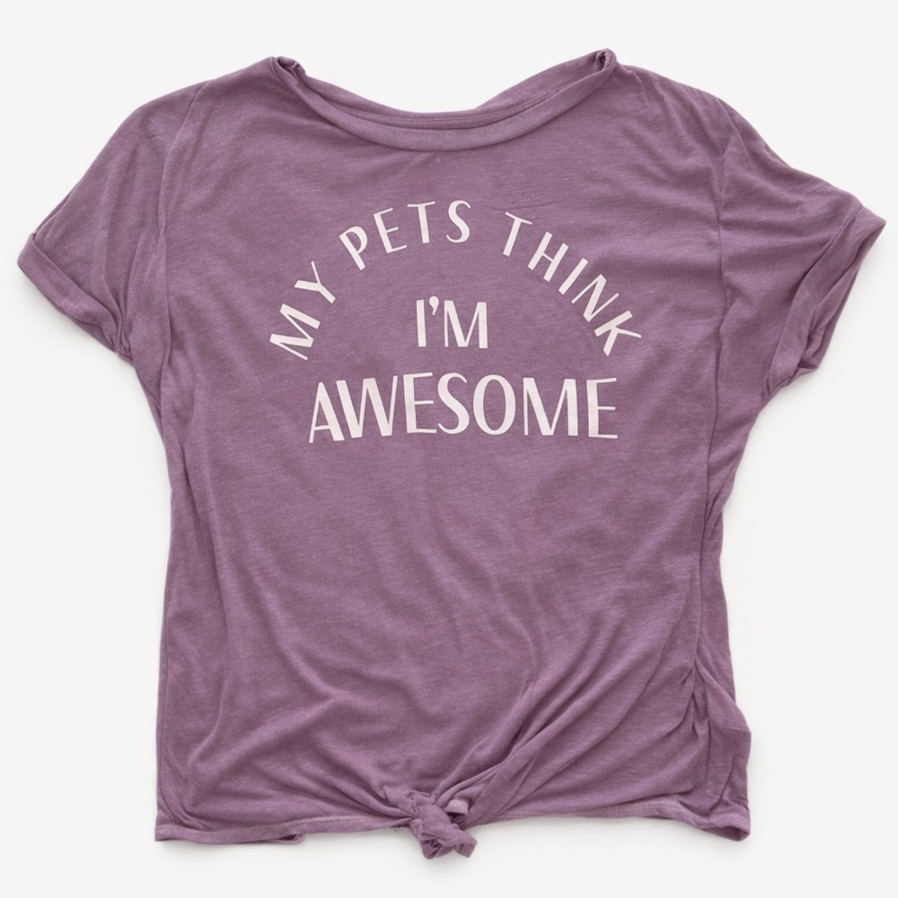 AS-IS Purple Graphic Tee Kids‎ XXL (18) – “My Pets Think I’m Awesome”